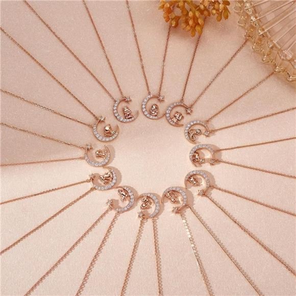 Chinese Zodiac Necklace 925 Sterling Silver Rose Gold Pendant Necklace for Women - Picture 6 of 7